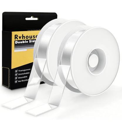 Heavy Duty Double Sided Tape, 1.18 x 80 in, Clear, 1 Pack | Removable washable nano gel holds 6 lbs per 4 sq in; protective case for carpet, posters, pictures, home office and RV