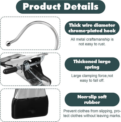 YUXIANLB 50 Pack Boot Hanger Clips Hooks, Heavy Duty Laundry Hooks with Clips, Portable Stainless Steel Clothes Pins Boot Clips for Hanging, Socks Towels Hats Pants Holder for Travel, Closet