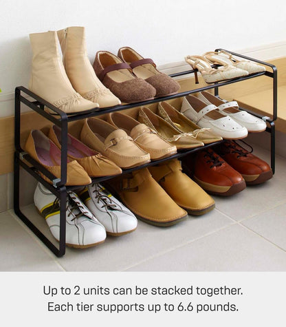 YAMAZAKI Home Frame Adjustable Shoe Rack - Spacesaving Storage Solution, 7" - Steel - Holds Up to 4 Pairs of Shoes Per Shelf