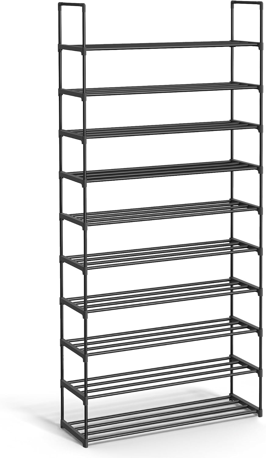 SONGMICS Shoe Rack, 6-Tier Shoe Organizer, Metal Storage Shelf, Upright or Upside Down, for 24-30 Pairs, Stackable, for Entryway, 11.8 x 36.2 x 42.7 Inches, Black ULSA306BH01