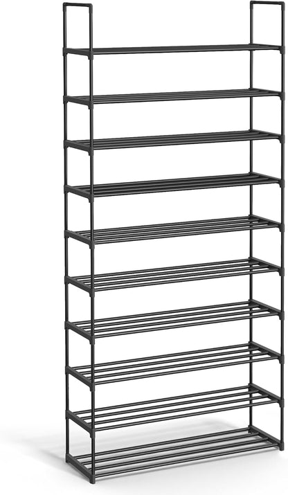 SONGMICS Shoe Rack, 6-Tier Shoe Organizer, Metal Storage Shelf, Upright or Upside Down, for 24-30 Pairs, Stackable, for Entryway, 11.8 x 36.2 x 42.7 Inches, Black ULSA306BH01