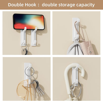pickpiff Wall Hooks for Coat and Towel: 13LB Strong Adhesive Door Hanger Stick on, White 4 Pack