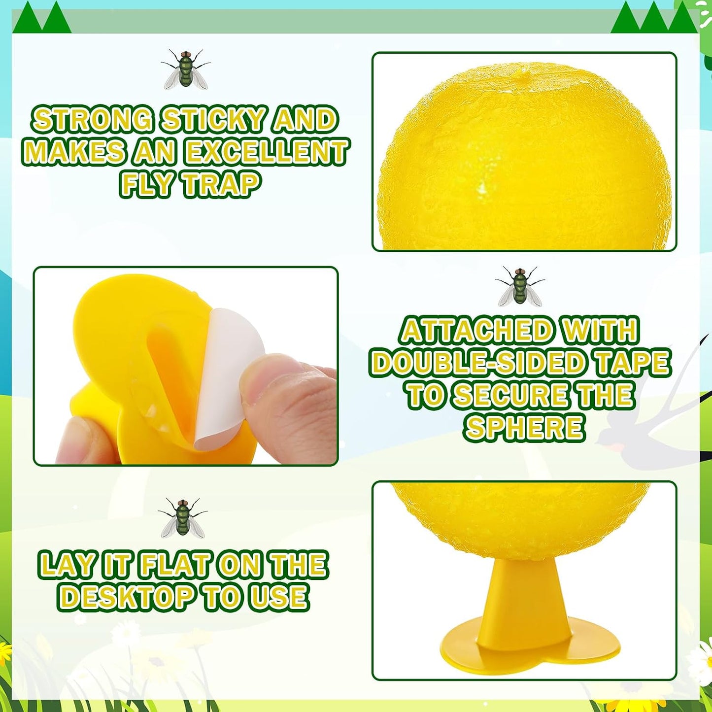 Qualirey 10 Set Fruit Fly Sticky Trap Balls Fungus Gnat Killer Bug Catcher Gnat Trap Insect Traps Indoor Outdoor Plant Fly Sticky Traps Ball for Fungus Plants (Orange)