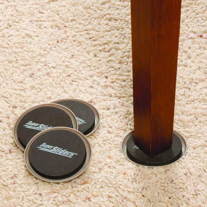 Super Sliders 8-Piece 7" and 3-1/2" Round Reusable Furniture Sliders for Carpet, Anti-Slip Protective Furniture Moving Pads for Beds, Sofas, Dressers, Beige