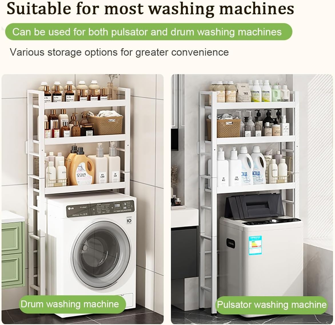 Toilet/Washing Machine Storage Rack,Over Washer And Dryer Shelves,Storage Rack Over Washing Machine Storage Unit,Laundry Room Storage And Organizer Standing Shelf,For Laundry Room Bathroom(White,59.8i
