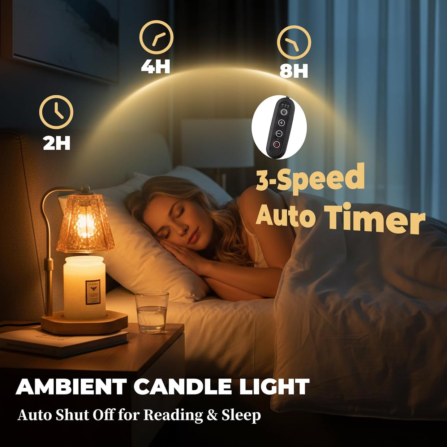 LALISU Candle Warmer Lamp with Timer and Dimmer, Vintage Electric Melter Candle with 2 Bulbs, Melter Scented Height Adjustable Compatible with Jar Candles, House Warming Gifts (Black)