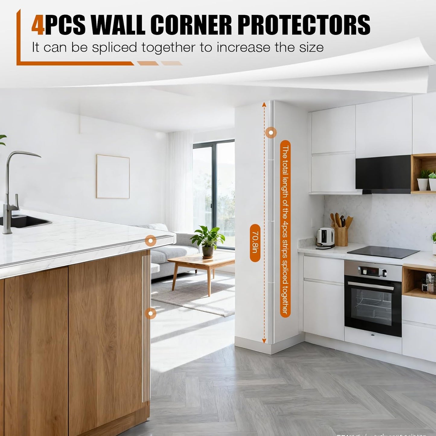 Magicheap 4 Pack Wall Corner Protector, Self Adhesive Corner Protectors for Walls, Easy to Install Edge Guard Strip for Furniture Cabinet Shelf Drywall Baseboard Desk, 17.7in x 1.18in, Clear