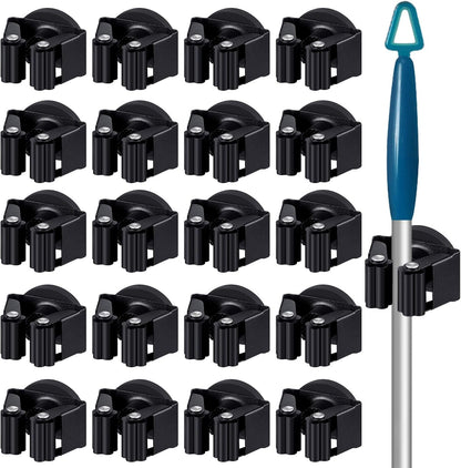 Vercraft 2 Pcs Magnetic Mop Broom Holder Movable Magnetic Broom Holder Rack, Anti Slip Wall Mounted Utility for Cleaning Tools, Garage, Kitchen, Laundry, Garden (Black)