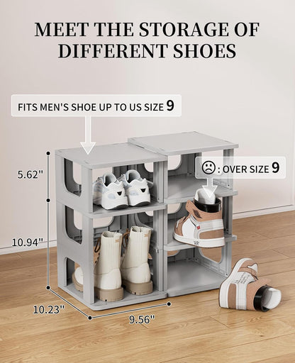 HAIXIN Shoe Organizer Rack for Small Spaces 5 Tier Plastic Vertical Narrow Shelves for Closet Black Shoe Holder, Stand for Entryway Storage Boots Organizer Stackable Cabinet