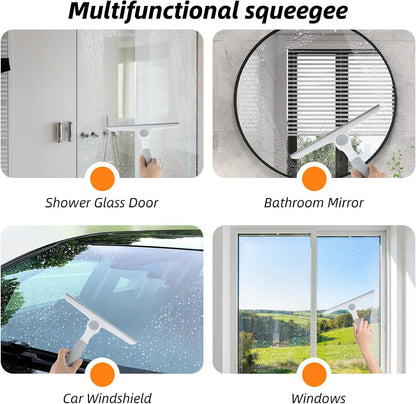 3 Pack Heavy-Duty Scrub Brush Set, Grout Brush, Shower Squeegee, Shower Cleaner Brush with Non-Slip Grip, Stiff Bristles Scrub Brushes for Cleaning Bathroom, Shower, Tile, Grout, Tub, Floor, Sink