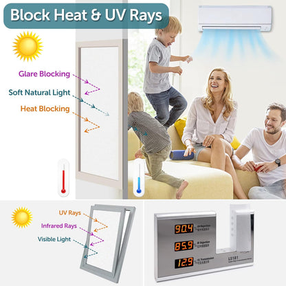 HIDBEA Frosted Window Privacy Film - Non Adhesive Static Cling Glass Stickers Sun UV Blocking Heat Control Door Covering Decals for Home Office, 23.6 x 78.7 Inch