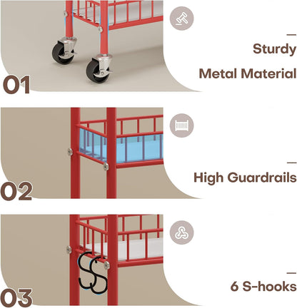 Slim Rolling Storage Cart with Wheels, Metal 6 Tier Spice Rack Mobile Shelving Unit Organizer Kitchen Utility Cart for Office Bathroom Kitchen Laundry Room Narrow Places (6inches)
