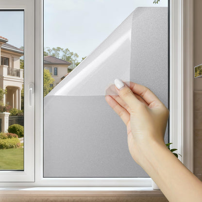Frosted Window Film, Removable Glass Door Privacy Film, Suitable for Bathrooms, Offices, Static Cling Decorative Film, Reusable Window Stickers (Pure, 17.5X78.7 Inch)