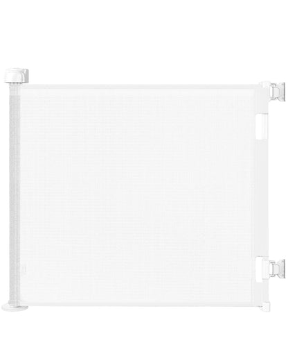 Retractable Baby Gate for Stairs & Doorways, 55" Wide x 33.6" Tall Easy Installation Mesh Dog Gate for Indoor & Outdoor Use,Pet and Dog Safety Gate for Hallways(Grey)