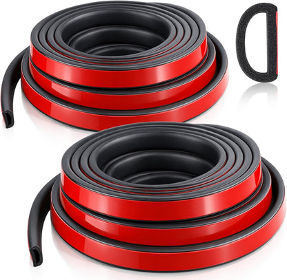 2 Rolls Weather Stripping Door Seal, Total 52FT Self-Adhesive EPDM D Shape Foam Rubber Seal Strip for Boat, Auto, Marine, RV, Garage Doors/Window and More, W:0.75"; H:0.375"