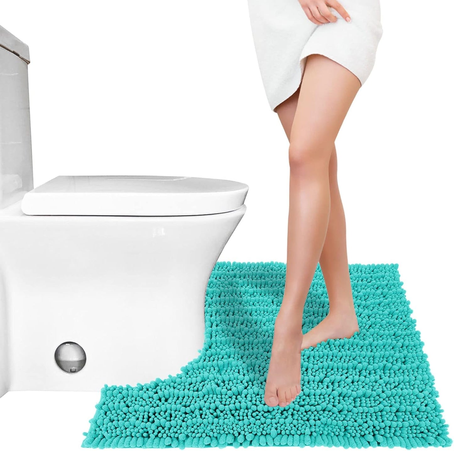 Yimobra Bathroom Rugs Non Slip Washable - Ultra Soft Absorbent Chenille Bath Mat, Quick Dry Shaggy Floor Carpet for Tub Shower, Gray Home Decor Accessories, 24x17 Inch