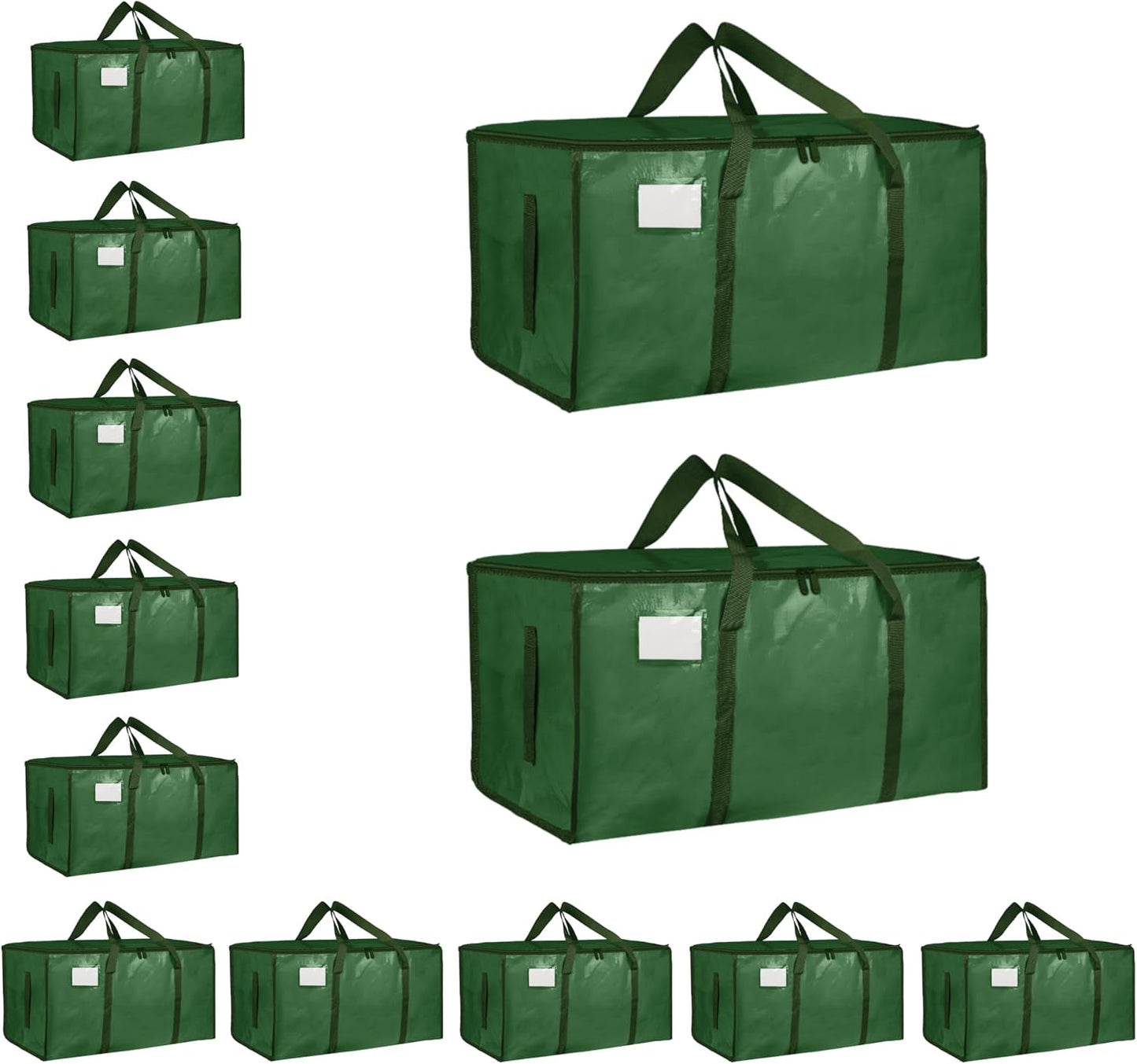 8 Pack-Extra Large Heavy Duty Moving Bags - Waterproof Storage Totes with Handles & Zippers, Foldable for College Dorm, Storage (Clear)