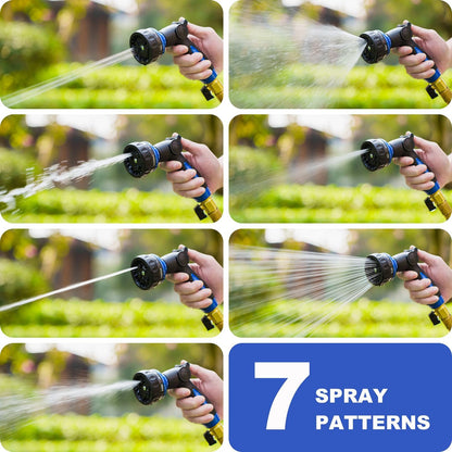 HOSUN Heavy Duty Garden Hose Nozzle, Adjustable Metal Water Sprayer with 7 Spray Patterns, Leak-Proof Thumb Control, High Pressure Hose End for Lawn Watering, Car Wash, Pet Cleaning, Blue