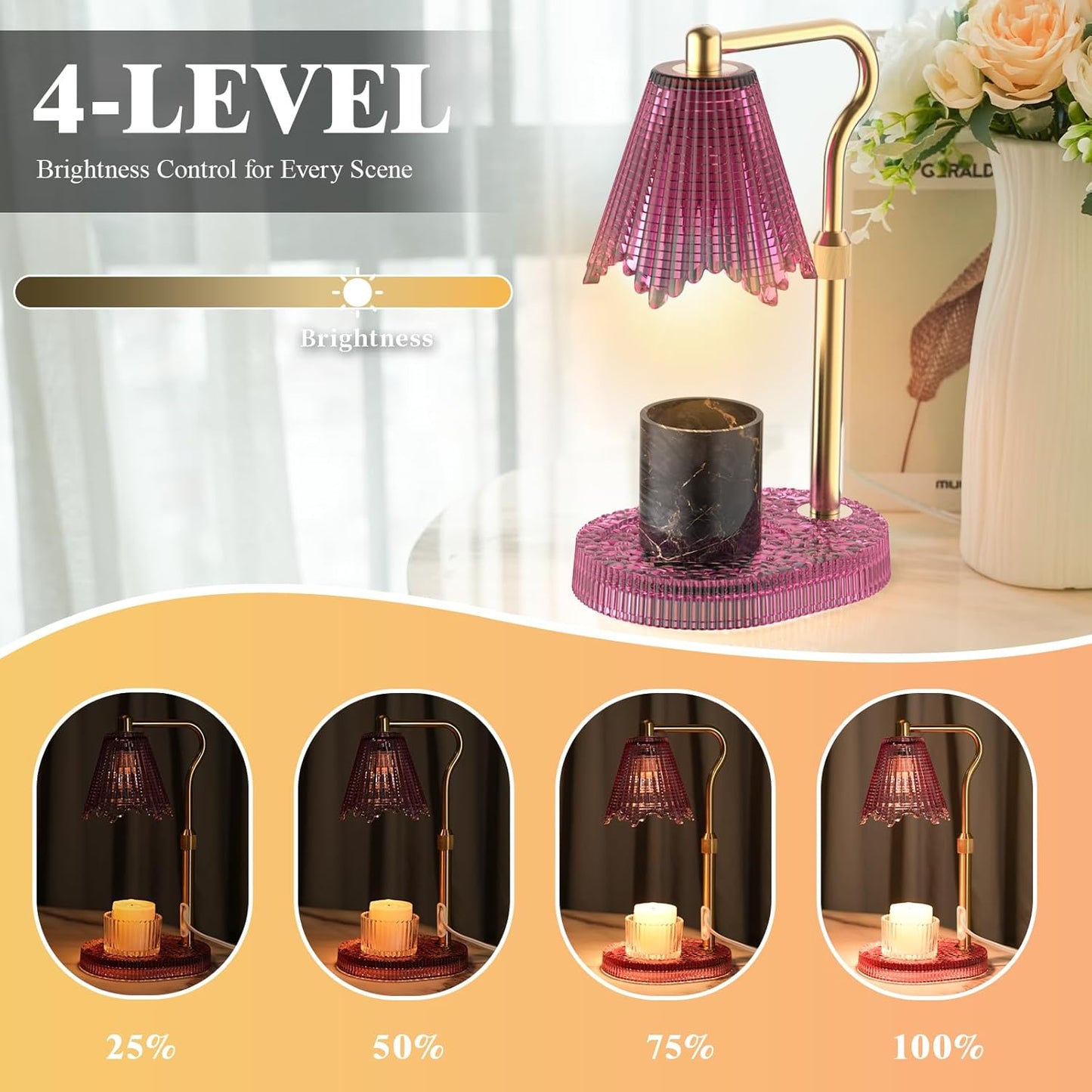 Candle Warmer Lamp with Timer & Dimmable 4-Level Brightness - Adjustable Height,for New Home Bedroom, Gifts for Women(Blue)