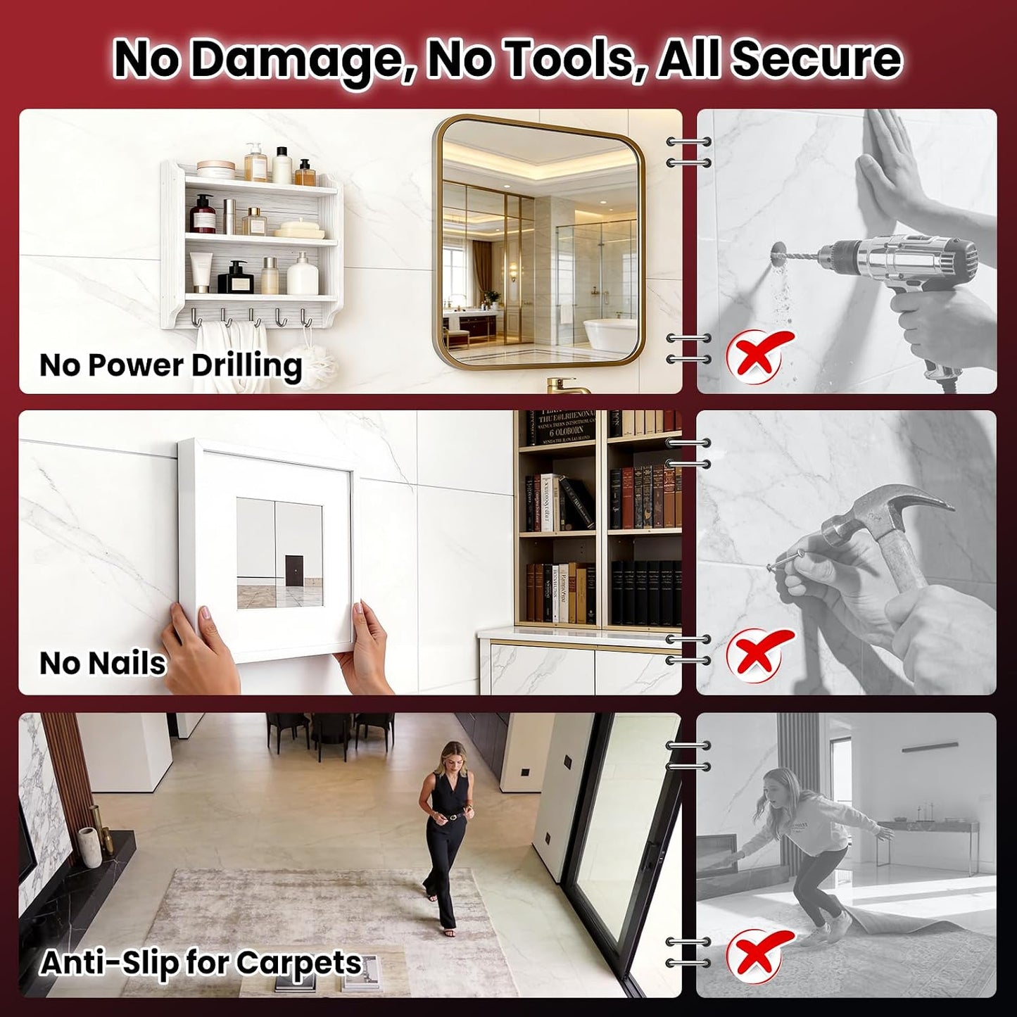 NULTAT Double Sided Tape Heavy Duty, Nano Reusable, Removable, Washable Double Stick Tape for Wall, Multipurpose Clear Adhesive High Temperature Tape 1.18" x 120"(10 Feet)