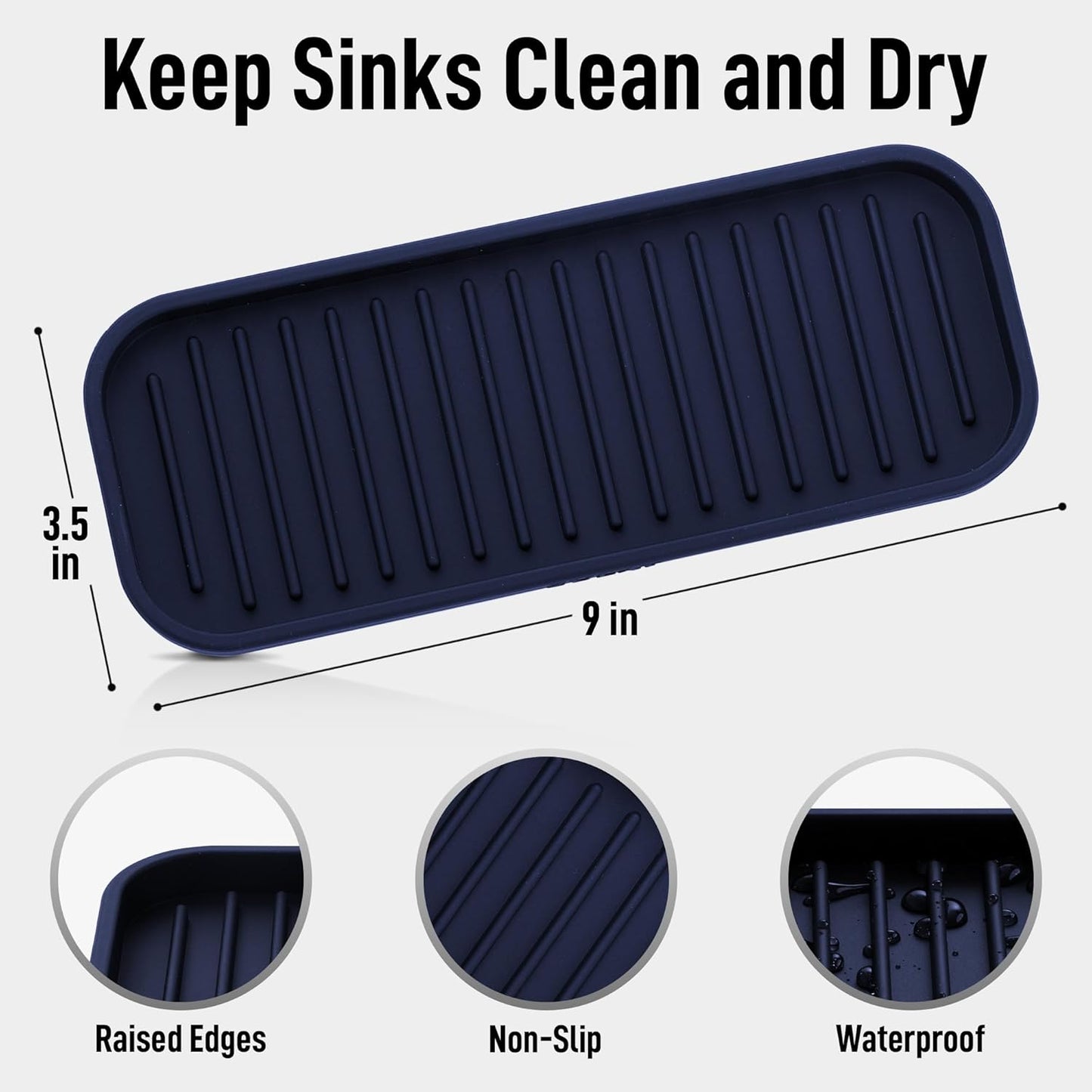 Zulay Kitchen (9x3.5in) Sponge Holder for Kitchen Sink - Flexible Heavy-Duty Multipurpose Sink Caddy - Counter Organizer for Kitchen, Bathroom, Makeup, Trinkets & More! (Grey)