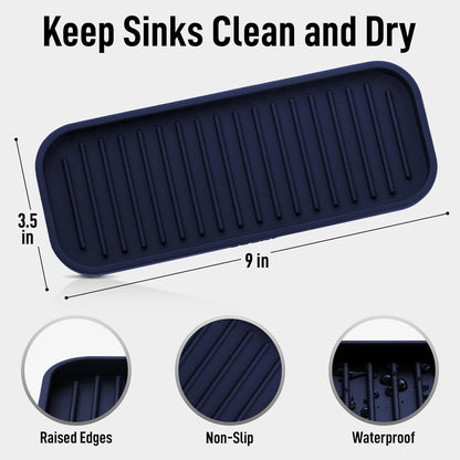 Zulay Kitchen (9x3.5in) Sponge Holder for Kitchen Sink - Flexible Heavy-Duty Multipurpose Sink Caddy - Counter Organizer for Kitchen, Bathroom, Makeup, Trinkets & More! (Grey)