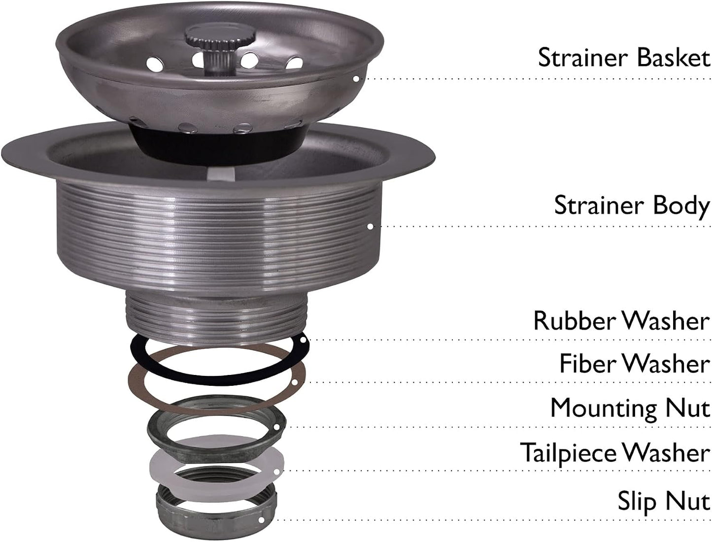 Design House 542969 Kitchen Sink Anti-Clogging S430 Stainless Steel Drain Strainer with Food Waste Catching Basket