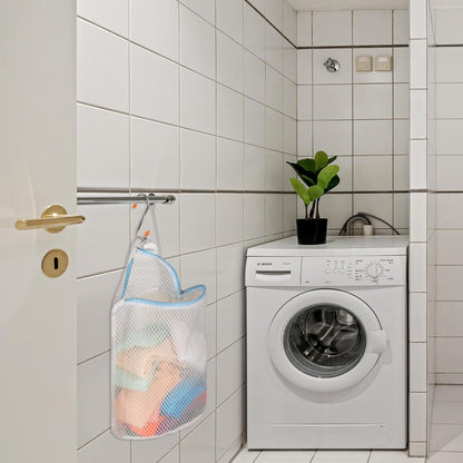 3Pcs Hanging Laundry Bags for Socks with S Hooks, 12 X 10 inch 3 Color Mesh Laundry Bags for Washing Machine
