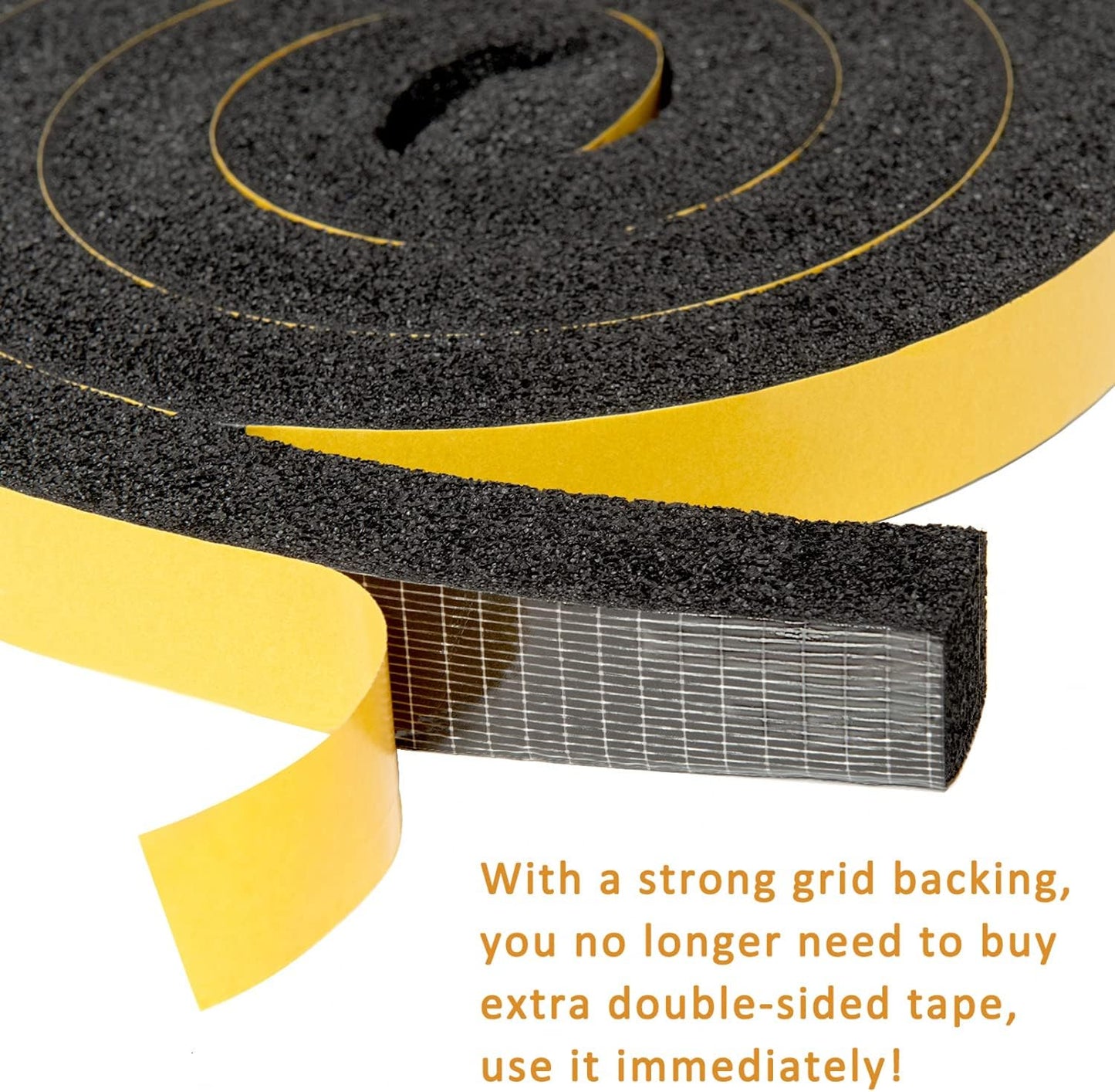 YoleShy Window Air Conditioner Foam Tape 2 Pcs 2 Inch Wide x 1 Inch Thick Weather Stripping Door Seal Strip for Insulation, Weatherstrip, Gap Blocker, Total 13 Feet Long(6.5ft x 2 Rolls), Black
