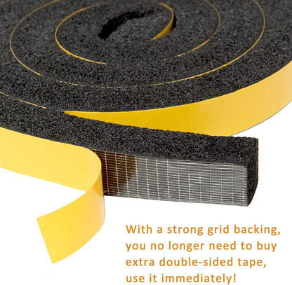 YoleShy Window Air Conditioner Foam Tape 2 Pcs 2 Inch Wide x 1 Inch Thick Weather Stripping Door Seal Strip for Insulation, Weatherstrip, Gap Blocker, Total 13 Feet Long(6.5ft x 2 Rolls), Black