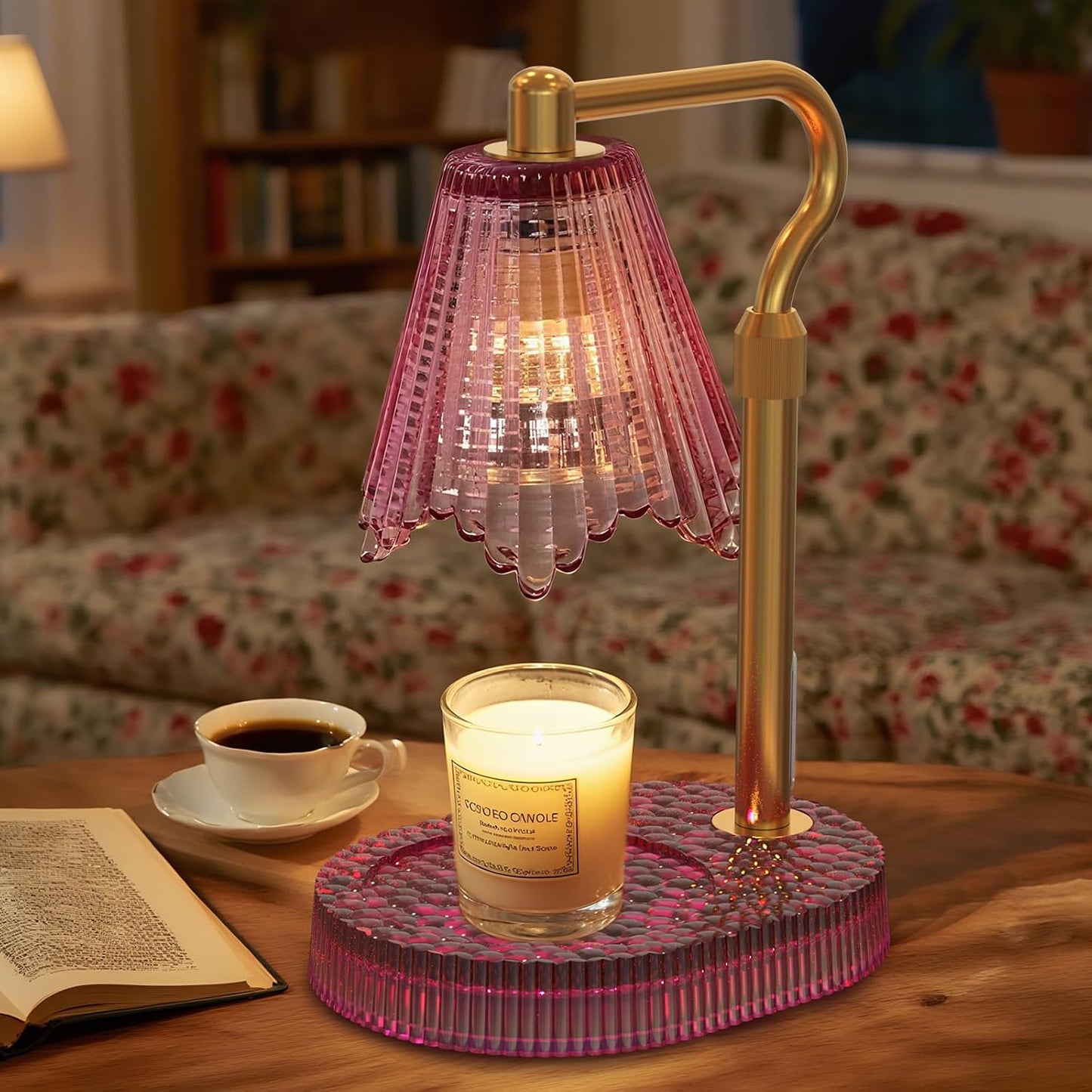 Candle Warmer Lamp with Timer & Dimmable 4-Level Brightness - Adjustable Height,for New Home Bedroom, Gifts for Women(Blue)