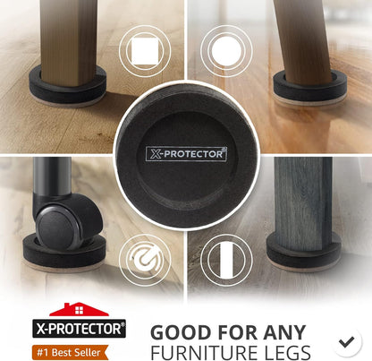X-Protector Felt Furniture Sliders for Hardwood Floors 24 PCS 1” - Self-Adhesive Furniture Slider - Heavy-Duty Furniture Movers for Hard Surfaces - Felt Sliders - Move Your Furniture Easily!