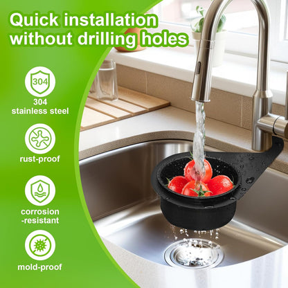 Teenyyou 2 Pcs Stainless Steel Sink Strainer Basket 15 Oz Multifunction Hanging Sink Colander Drain Basket Faucet Upgrade Quick Draining Kitchen Tool for Fruit Vegetable, 8.7 x 3.9 x 2.3 Inch
