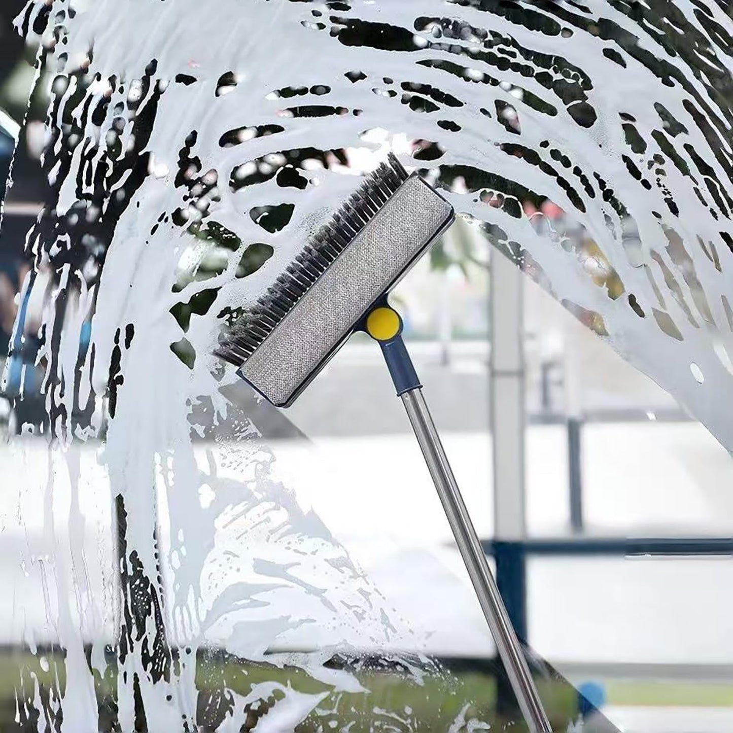2-in-1 Window Screen Cleaning Brush, Double-Sided Mesh Cleaner Tool for Screens, Patio, Porch, Door and Window, Dry & Wet Use, Small Handheld Screen Brush for Dust and Grime (White & Gray)