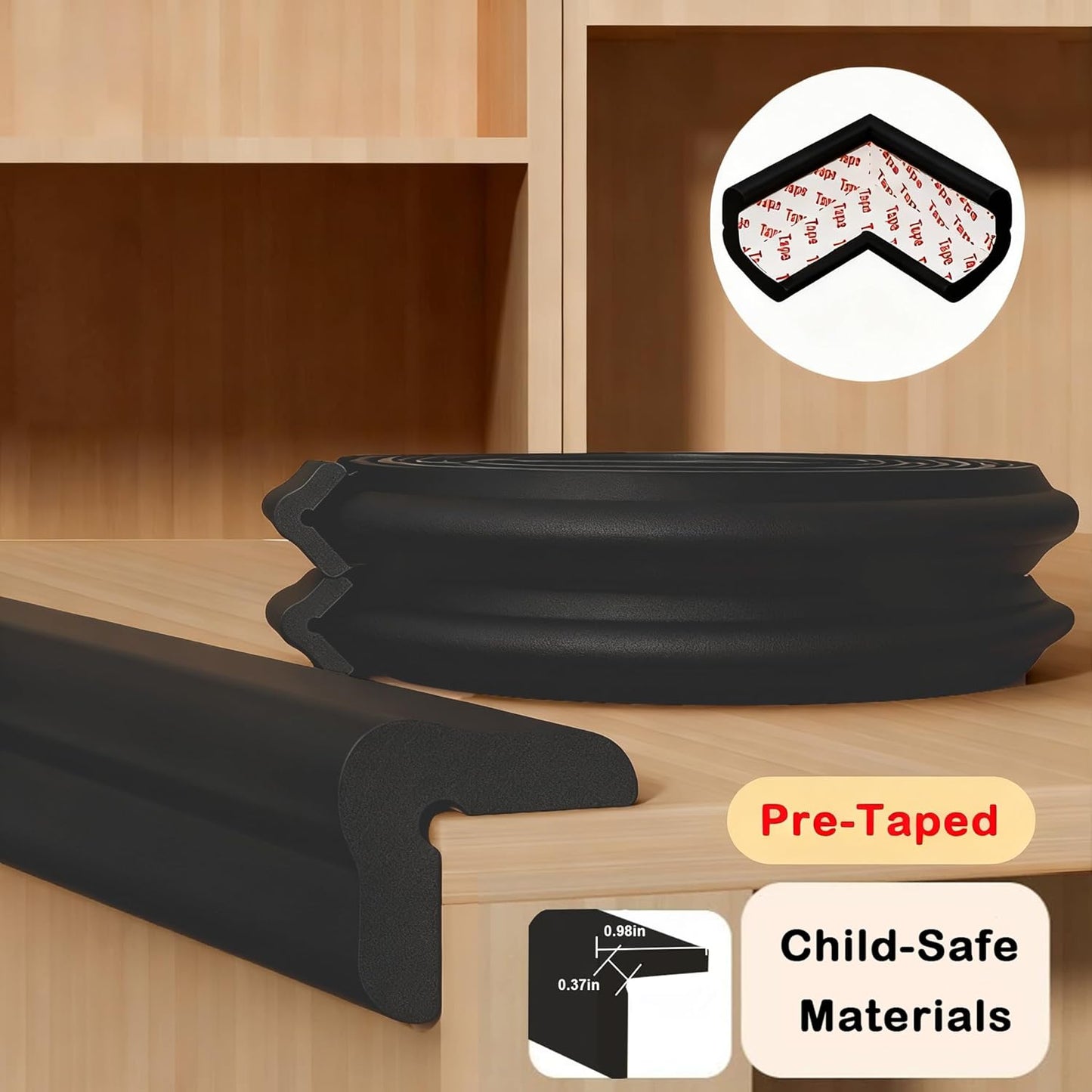 Baby Proof Corners and Edges Protector 10ft Edge+4 Corner Guard, Fireplace Baby Proofing Bumper, Heavy-Duty Soft NBR Foam Edge Corner Protector for Furniture Table, Childsafe/Pre-Taped White