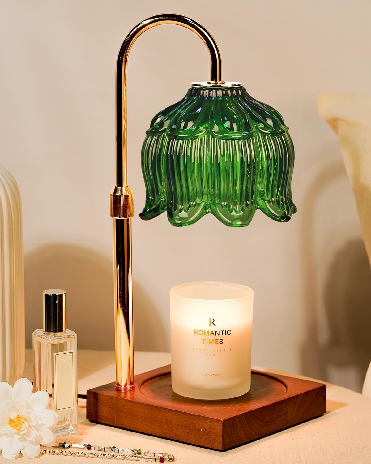 Funistree Flower Candle Warmer Lamp with Timer & Dimmer, Adjustable Height Candle Warmer, Christmas Birthday Gifts for Women Mom, House Warming New Home Decor, Wax Warmer with 2 Bulbs for Jar Candles
