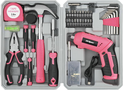 Hi-Spec 4V Electric Screwdriver Tool Kit Set. Cordless USB Rechargeable Screwdriver with Home Repair Tools. 42pc Compact Portable Case, DIY Kit for Beginners and the Household - Green