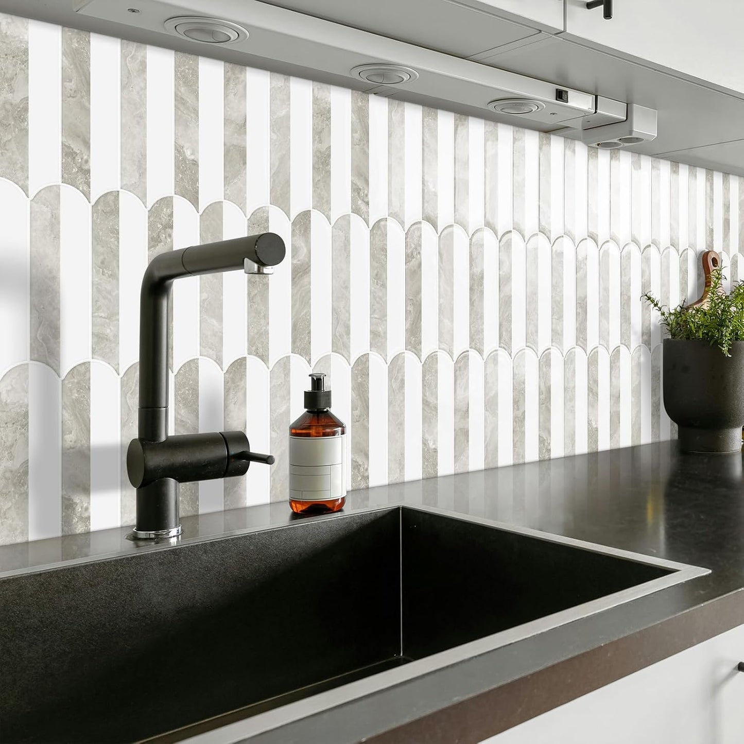 White Kitchen Backsplash Tile Peel and Stick Self Adhesive Tiles for Kitchen Wall (10-Sheet,12"x12")