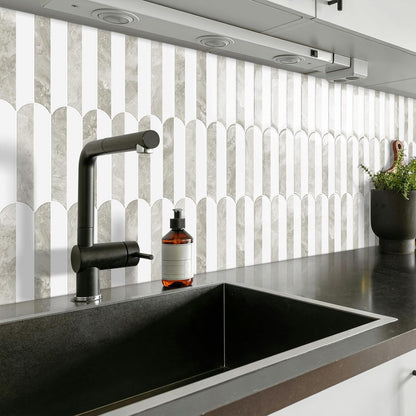 White Kitchen Backsplash Tile Peel and Stick Self Adhesive Tiles for Kitchen Wall (10-Sheet,12"x12")