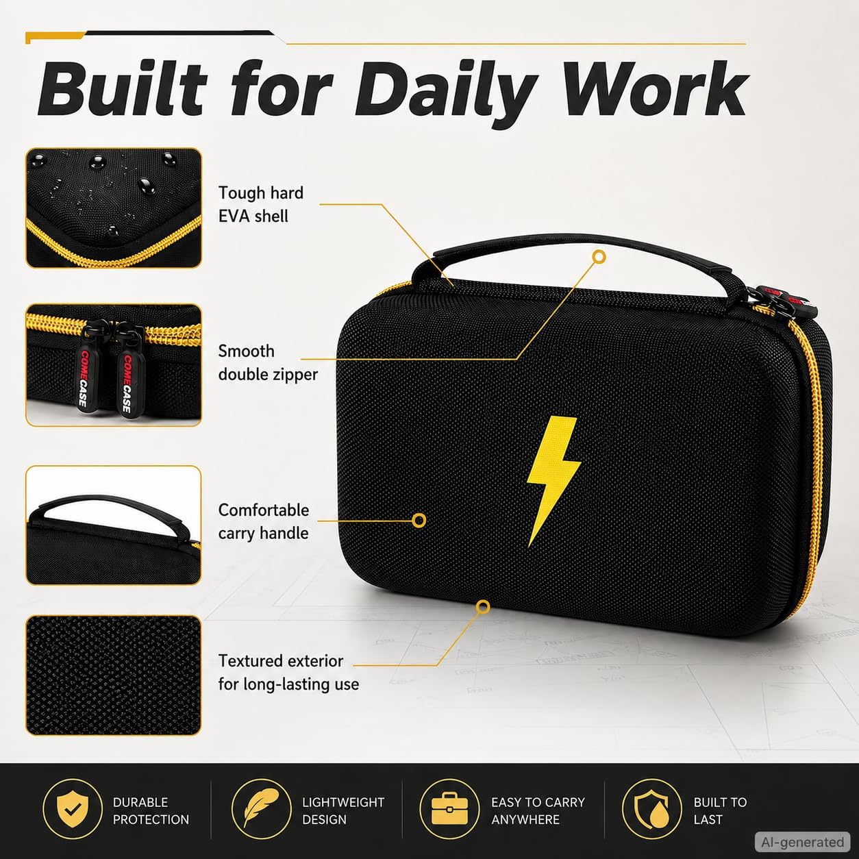 Comecase Hard Carrying Case for Fluke 87-V/ 88V/ 15B+/ 17B+ and More Digital Multimeter, Protective Travel Storage Bag - Black