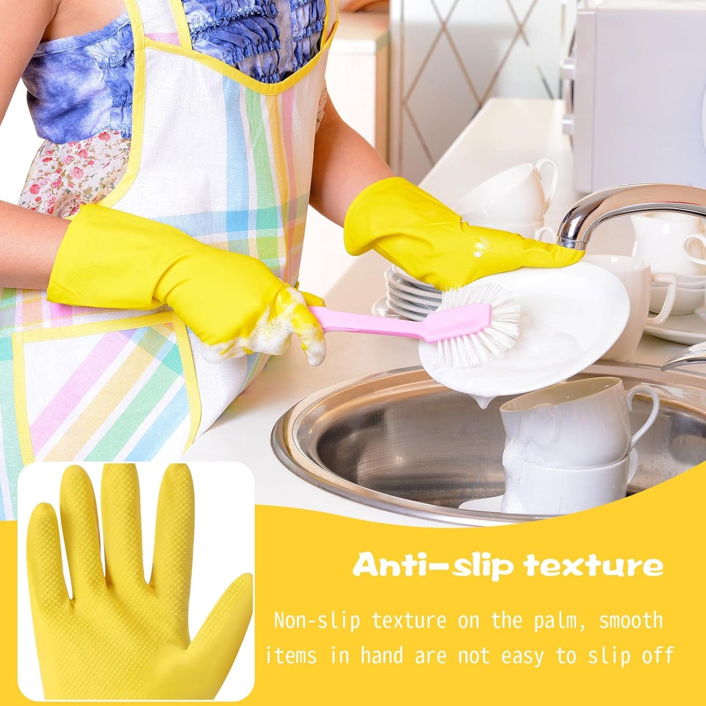 Rubber Reusable Gloves Long Household Dishwashing Gloves Kitchen Cleaning for Dishes Clean Gardening