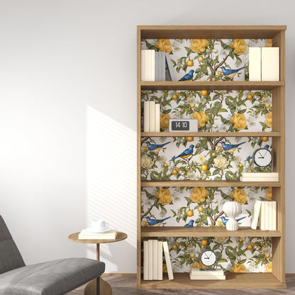 Danodoi Yellow Floral Wallpaper Peel and Stick Vinyl Wallpaper Stick and Peel Colorful Contact Paper for Cabinets Waterproof Self Adhesive Wall Paper for Kitchen Countertop Wall 17.5" x 118"