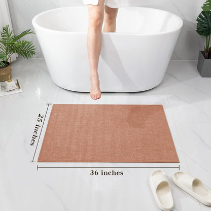 chakme Bathroom Rugs Mat 24x17, Ultra Thin Non Slip Bath Mat Small Quick Dry Absorbent Bath Mat for Bathroom Floor, (Dark Beige, 24"x17")