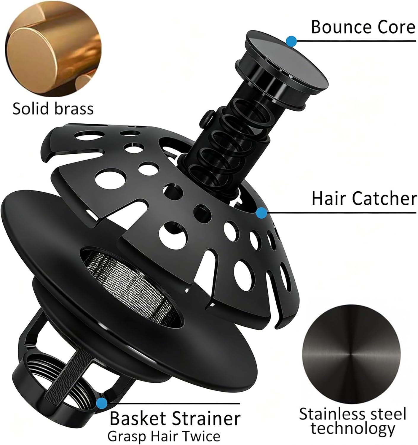 AzWzz Bathroom Sink Stopper,Sink Hair Catcher,Bathroom Sink Drain Strainer Pop Up Drain Cover Plug,Universal for 1.1 to 1.65in Sink Drain Hole