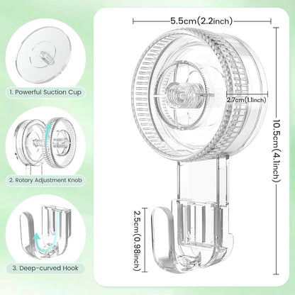 LUXEAR Suction Hooks, 2 Pack Razor Hooks Removable & Reusable Suction Shower Hook Damage-Free Powerful Suction Hanger for Towel Bathrobe Loofah Bathroom Kitchen Storage Hooks Weather Hanger Hook