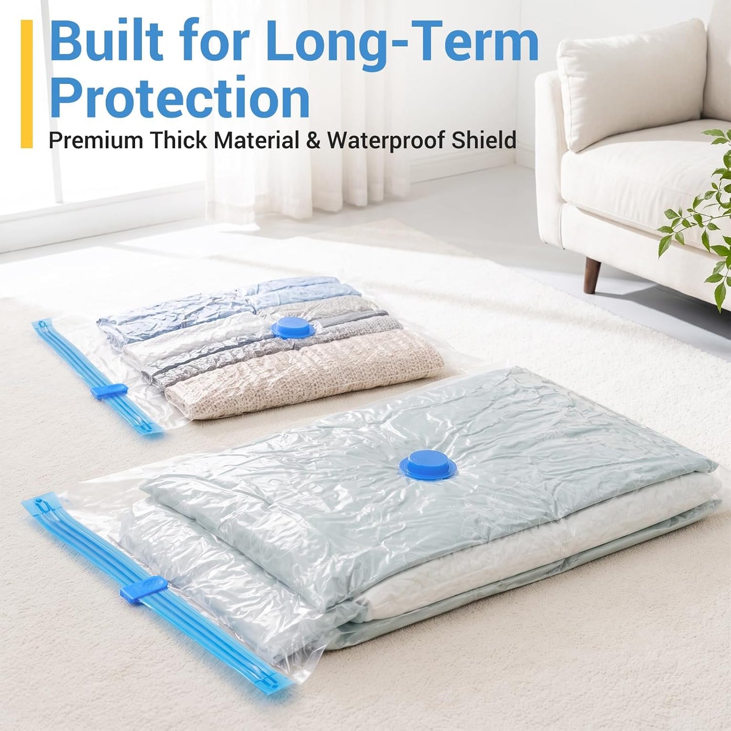 Fygrip Vacuum Storage Bags with Hand Pump, Plastic Packaging Bags, 80% Space Saver Vacuum Seal Bags for Clothing, Travel Lugggage, Blankets, Comforters, 10 Jumbo