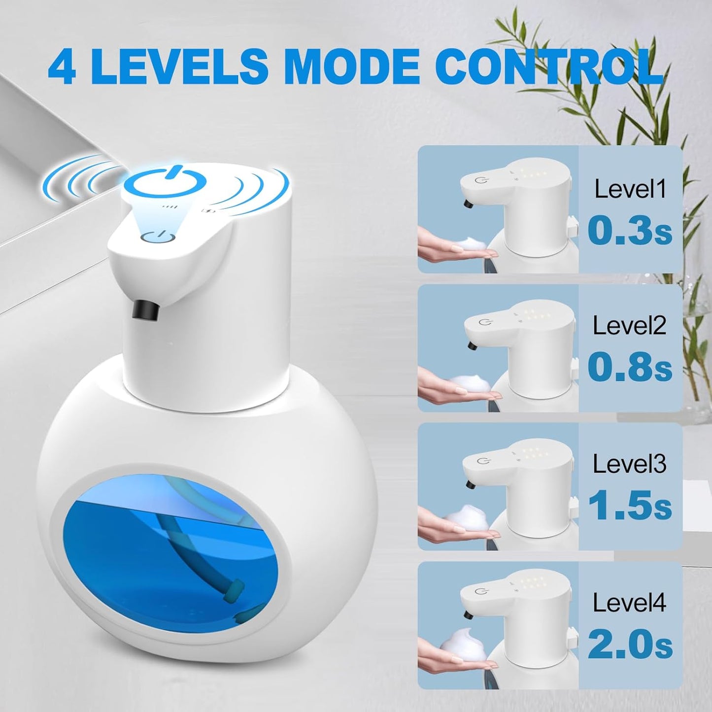 Automatic Foam Hand Soap Dispenser, Rechargeable Touchless Wall Mount Foaming Soap Dispenser, 15oz/420ml, 4 Adjustable Levels Infrared Sensor Electric Dispenser for Bathroom, Kitchen, Office - Black