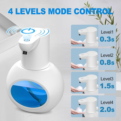 Automatic Foam Hand Soap Dispenser, Rechargeable Touchless Wall Mount Foaming Soap Dispenser, 15oz/420ml, 4 Adjustable Levels Infrared Sensor Electric Dispenser for Bathroom, Kitchen, Office - Black