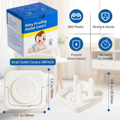 Outlet Covers Baby Proofing, 60 Pack Child Proof Plug Socket Covers Electric Plug Protectors Safety Caps with Hidden Pull Handle, for US 3-Prong, Classic