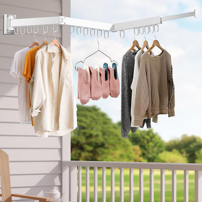 Collapsible Drying Rack with 2 Pack Fixed Frame, Foldable Laundry Rack in Tri-Fold for Balcony,Laundry,Porch (White)
